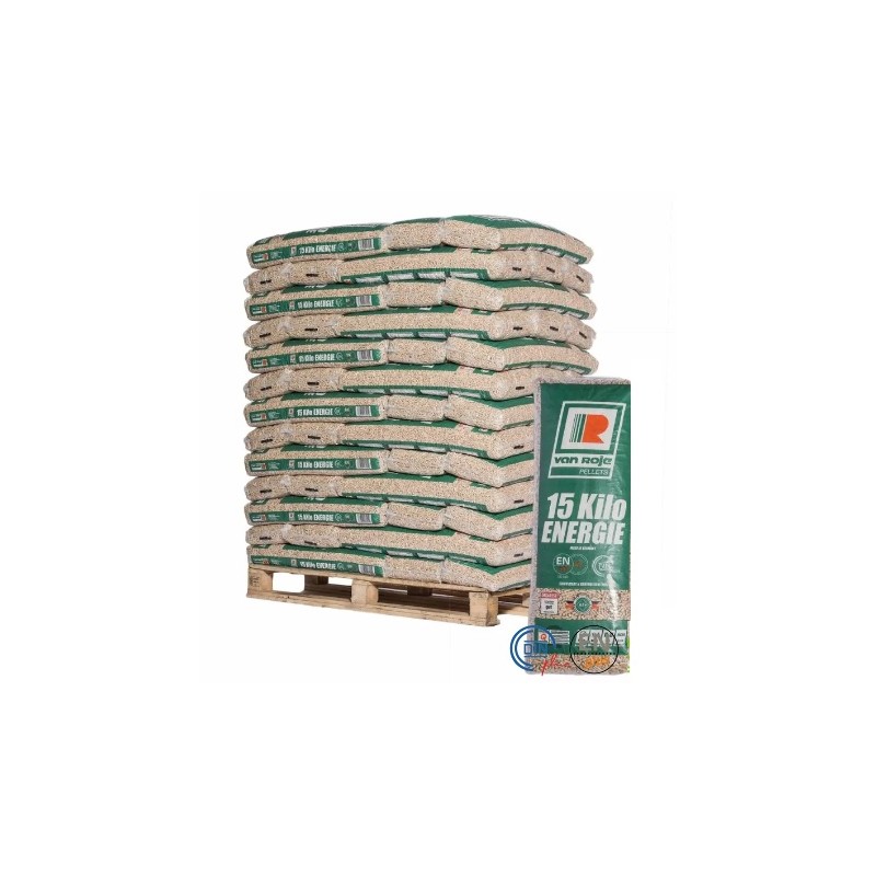 PELLET VAN ROJE - PALLET VAN 65 ZAKKEN VAN 15 KG