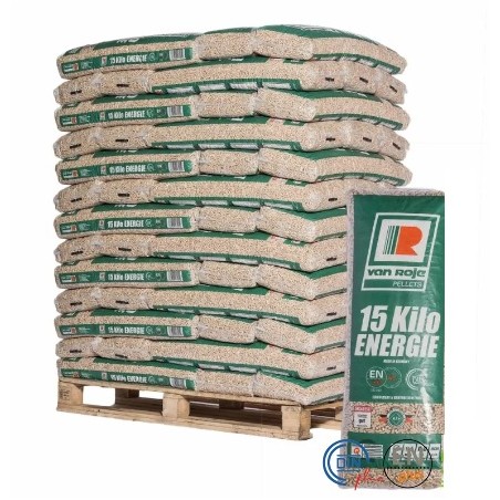 PELLET VAN ROJE - PALLET VAN 65 ZAKKEN VAN 15 KG